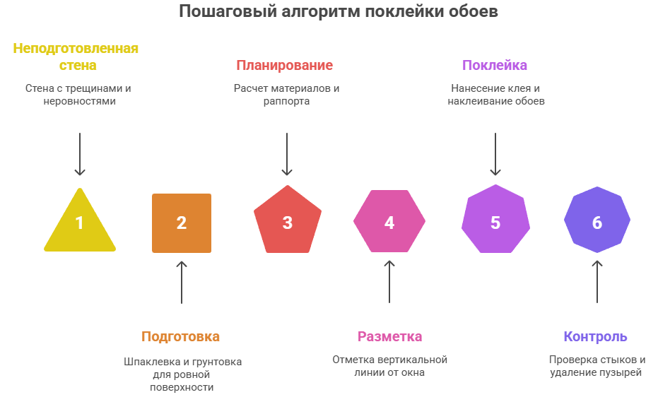 Пошаговые этапы поклейки обоев